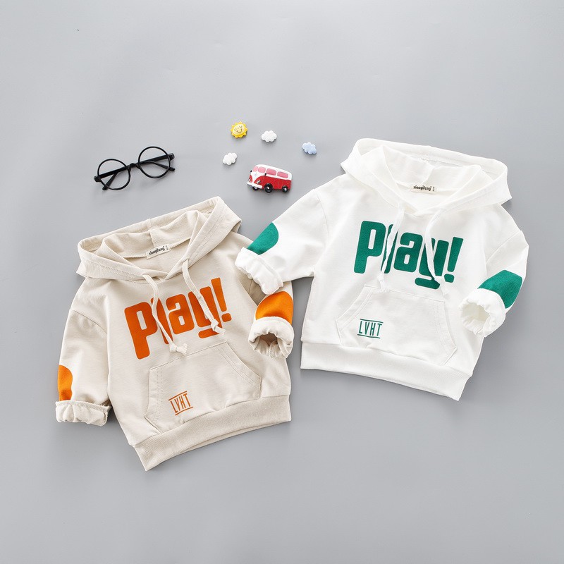 New 2019 long-sleeved baby sport hoodie with English printed crew-neck blazer for boys and girls