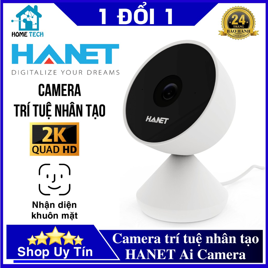 Camera Wifi HANET HA1000 2K, Camera Trí Tuệ Nhân Tạo AI - Chấm Công, Báo Động An Ninh Bằng Nhận Diện Khuôn Mặt