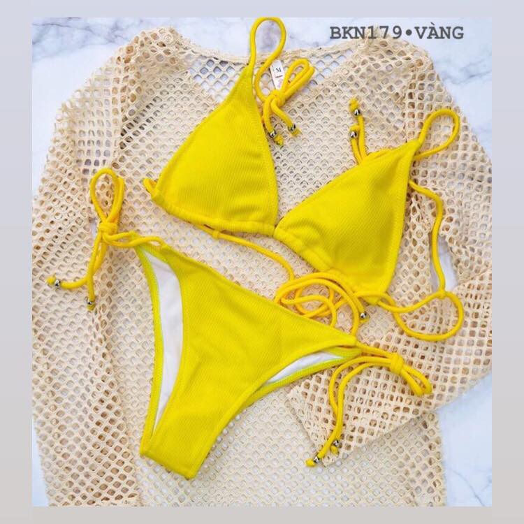 [BKN179] <ÂU> SET BIKINI TRIANGLE VẢI GÂN 5 MÀU QUẦN THONG/LỌT KHE [ĐỎ/XANH BLUE/HỒNG/ĐEN/TRẮNG] | BigBuy360 - bigbuy360.vn