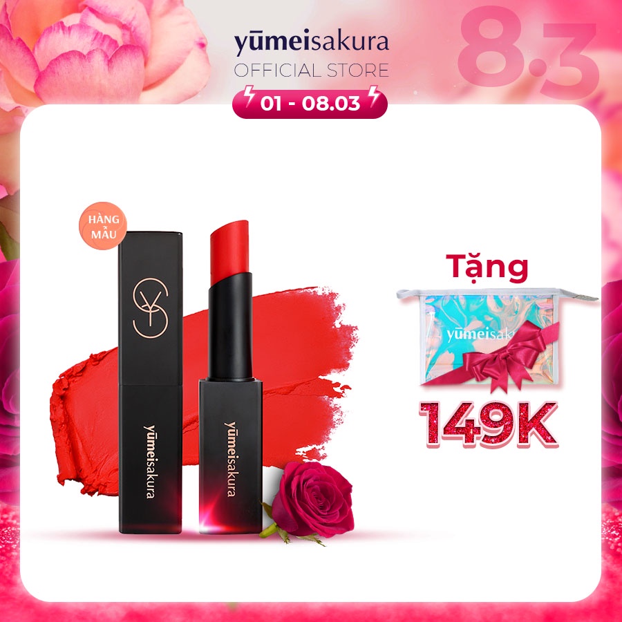 [Hàng mẫu] Son Yumeisakura Matte Revolution Lì Mịn Siêu Dưỡng màu Đỏ Cam YMS07 3.5gr