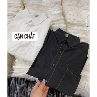 Áo sơ mi chỉ nổi dài tay basic dáng rộng- sơ mi nữ dáng rộng uzzlang unisex