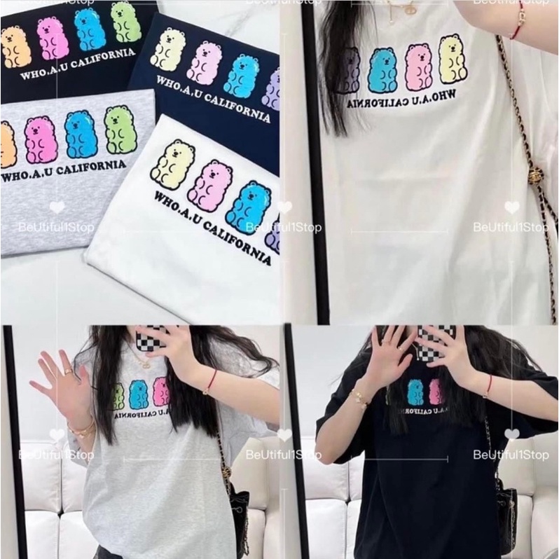 Áo thun WHO.A.U California hình 4 gấu  sale 85%