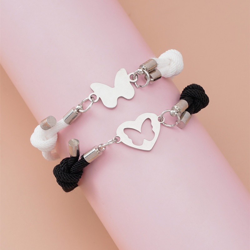 King Love for Vòng Tay Dây Thừng Dài Bằng Thép Không Gỉ Hình Bướm Dành Cho Cặp Đôi