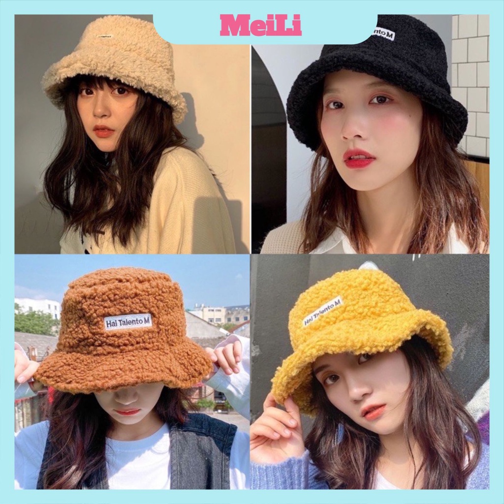 Mũ Lông Cừu🍁FREESHIP🍁Mũ bucket lông cừu phong cách Hàn Quốc mềm mại - MU4