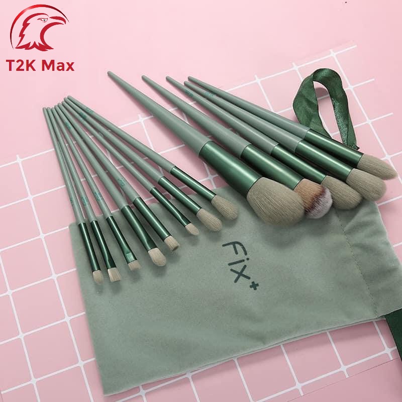 Bộ cọ trang điểm cá nhân fix 13 món chuyên nghiệp hàng nội địa trung tặng kèm túi vải - T2K Max