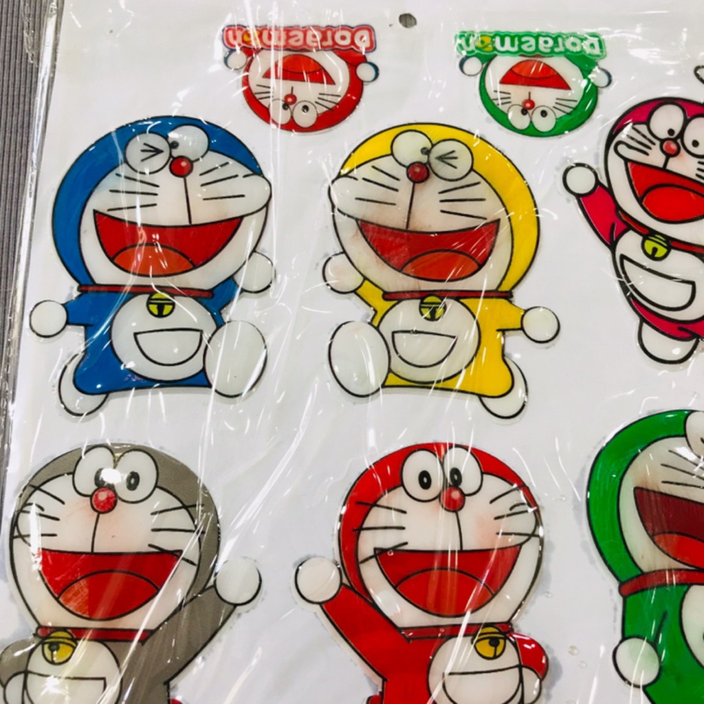 Nguyên bộ tem nổi nhiều logo doraemon dễ thương đủ màu