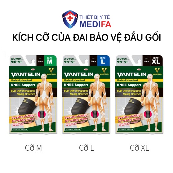 Đai bảo vệ đầu gối Vantelin chất liệu Lycra thoáng khí, co giãn, phù hợp cho người vận động nhiều | Made in Japan