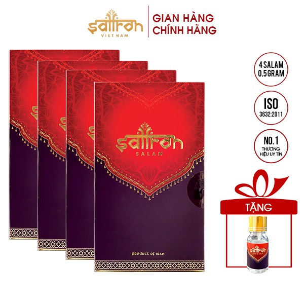 Nhụy Hoa Nghệ Tây Saffron Salam 4 hộp 0.5Gram/hộp tặng kèm Bột Saffron Cao Cấp Salam