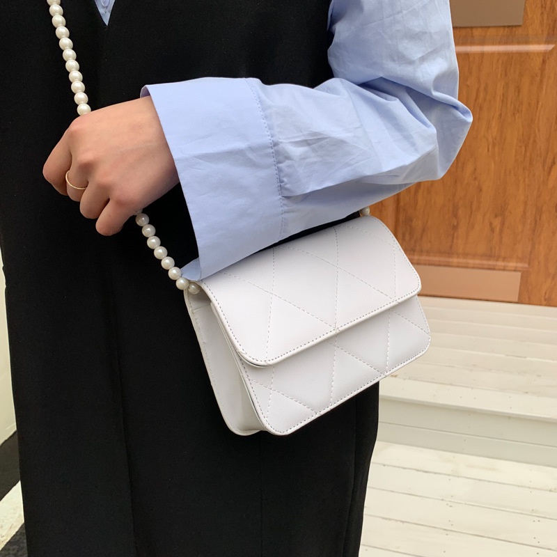 Túi đeo chéo IELGY màu trơn họa tiết đường may hình thoi đơn giản thời trang cổ điển dành cho nữ