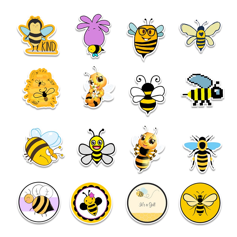 50 Sticker chống nước CHỊ ONG CHĂM CHỈ dán mũ bảo hiểm, vali 50 hình dán graffiti dán xe máy tính xách tay