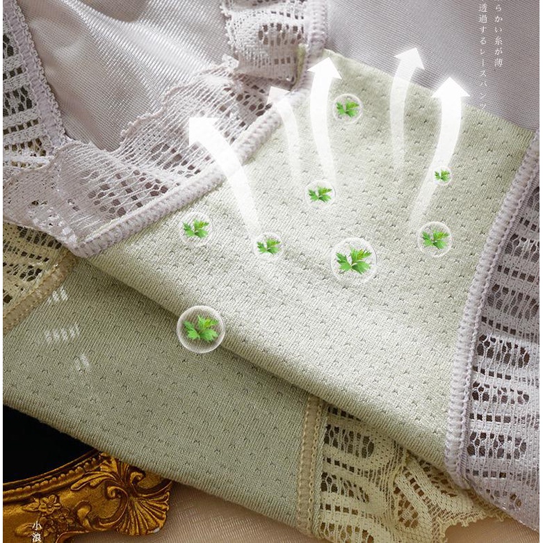 142861 Quần Lót Cotton Lưng Vừa Phối Ren Siêu Nhẹ Chống Khuẩn Quyến Rũ Cho Nữ