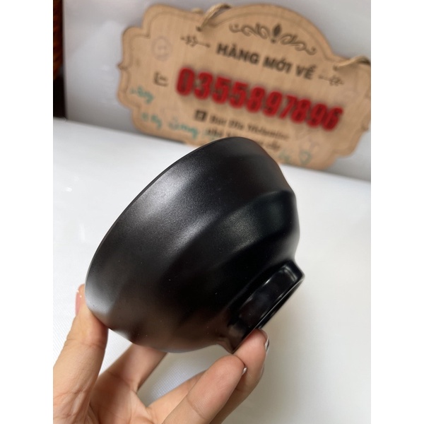 Bát ăn cơm đen nhám 11cm Melamine