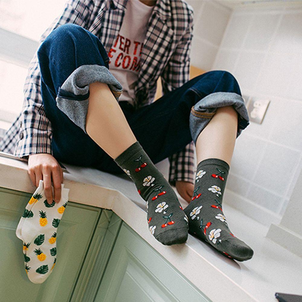 LAY Lay Tất Cotton Họa Tiết Trái Cây Dễ Thương Cho Nữ Màu Cam / Việt Quất / Dứa