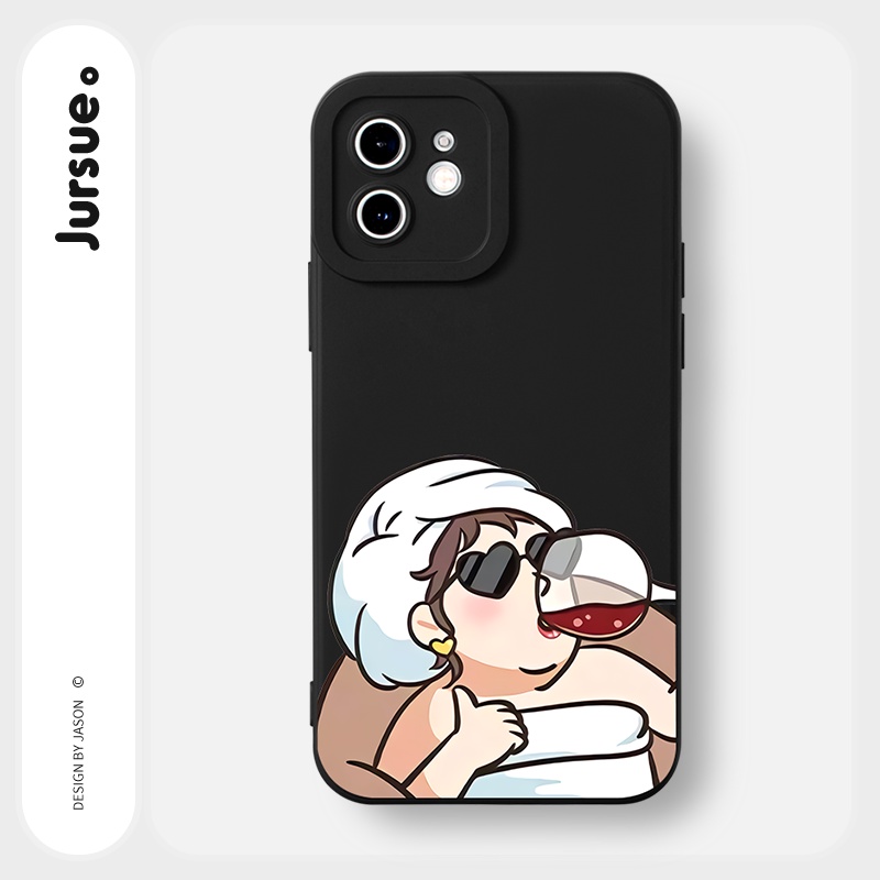 Ốp lưng JURSUE hoạt hình cặp đôi dễ thương đẹp cho iPhone 13 12 11 Pro Max SE 2020 X XR XS 8 7 6S 6 Plus kute Y2002