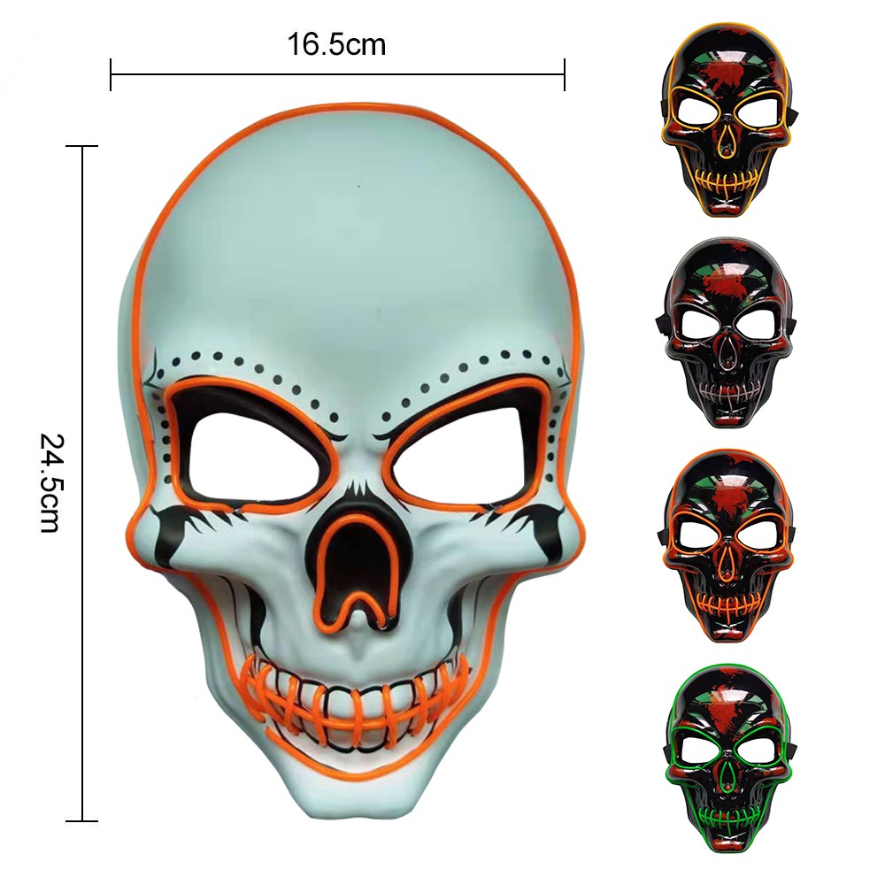 *Fast Shipping* Halloween Skeleton LED Mask Glow Scary EL-Wire Mask Light Up Cosplay Masks iWN