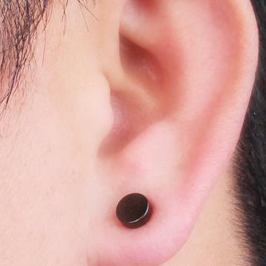 1 Cặp Khuyên Tai Nam Hình Quả Tạ Mạ Điện Thân Thiện Với Da Phong Cách Punk