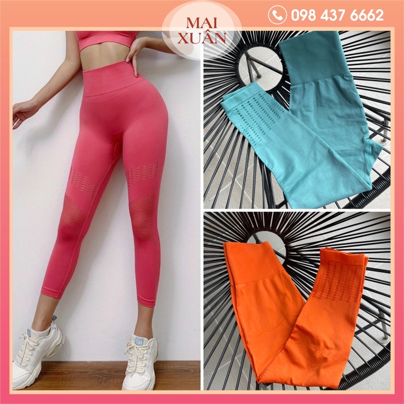 Quần tập lửng 9 tấc gym yoga legging nữ cạp cao nâng mông tôn dáng vải co dãn 4 chiều thoáng mát