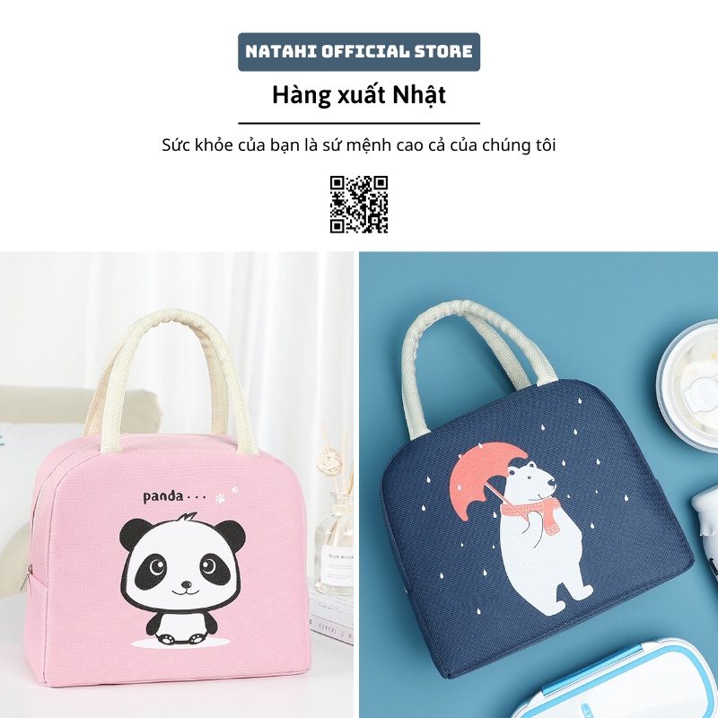 Túi giữ nhiệt đựng cơm văn phòng gấu Panda NATAHI LB01 đựng đồ ăn, thực phẩm, chống ăn mòn, chống thấm và sang trọng