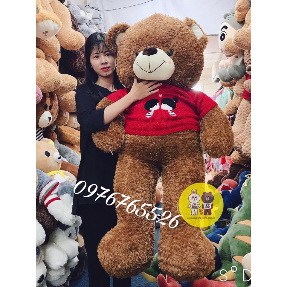 Gấu bông teddy Kissme hàng cao cấp màu nâu kích thước 90cm-1m4