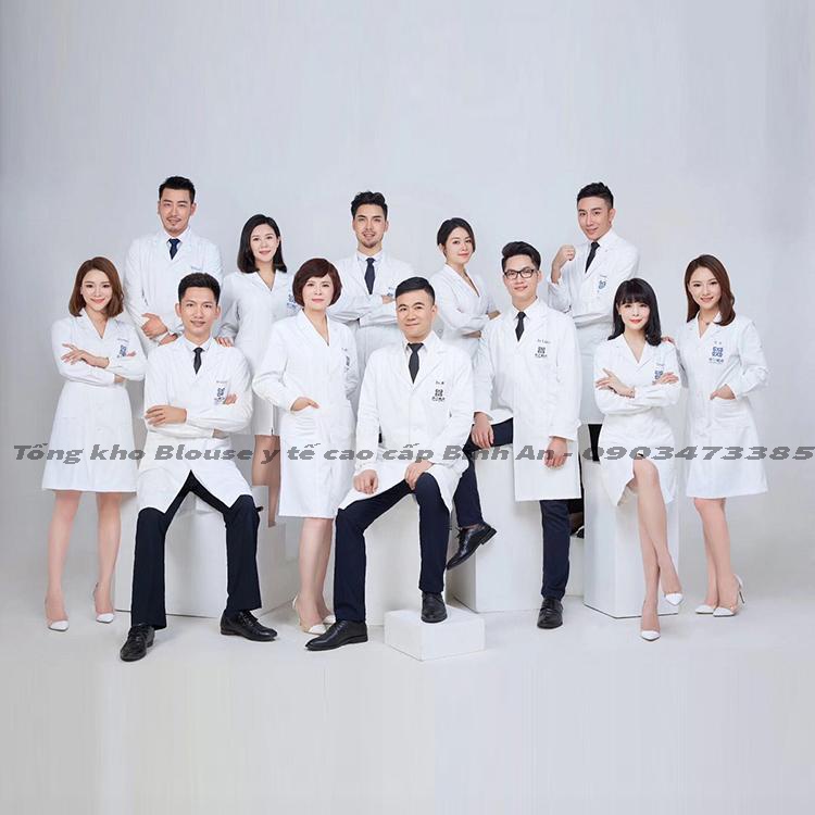 Áo Blouse (Blu) cổ 2 ve siêu đẹp dành cho Bác sĩ, Spa, Thẩm mỹ nam/nữ vải thường - Blouse Bình An