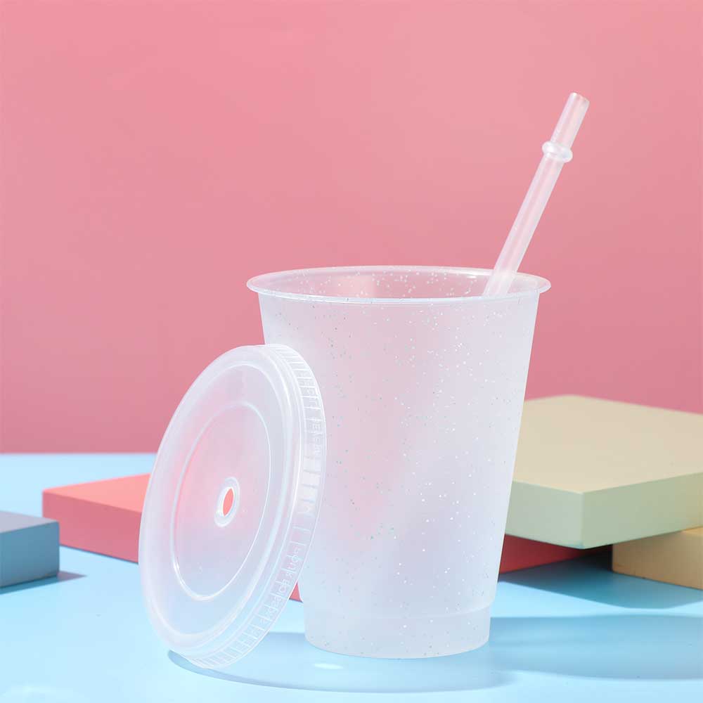 1 Ly Uống Nước Bằng Nhựa Có Ống Hút Tái Sử Dụng Được Kèm Ống Hút Nhiều Màu Sắc