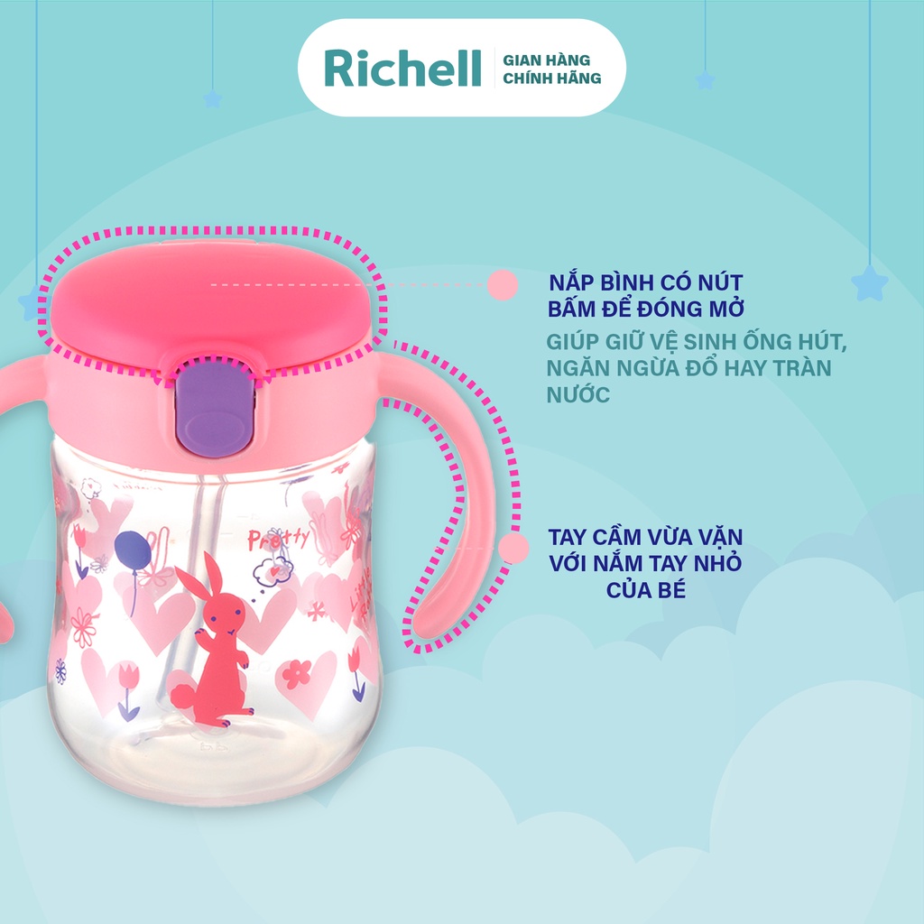 [Mã BMLTA50 giảm đến 50K đơn 99K] Bình ống hút TLI Richell Nhật Bản - bước 2 200ml | Baby