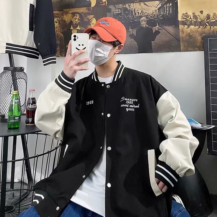 Áo khoác dáng rộng phong cách Hàn Quốc thời trang xuân thu cho nam và nữ unisex Hợp thời trang áo khoác bomber