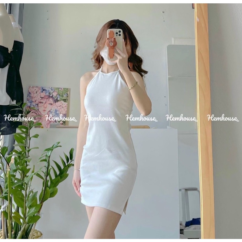SET ĐẦM TRẮNG BODY CỔ YẾM KÈM KHOÁC CROP KTGIMI (Kèm ảnh thật)