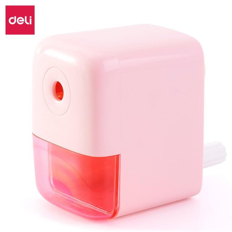Deli0009 - Gọt bút chì quay tay Deli 2 màu xanh, hồng