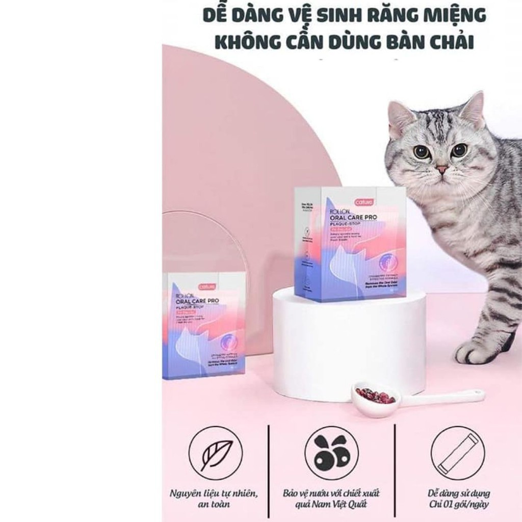 Bột Vệ Sinh Răng Miệng Cature Oral Care Pro Cho Chó Mèo Thơm Miệng Loại Bỏ Mảng Bám Trộn Vào Thức Ăn