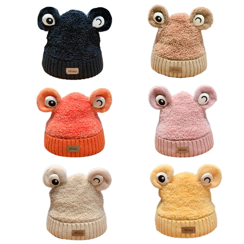 Mũ Len Dệt Kim Đính Tai Ếch Dễ Thương Bảo Vệ Tai Chống Gió Unis