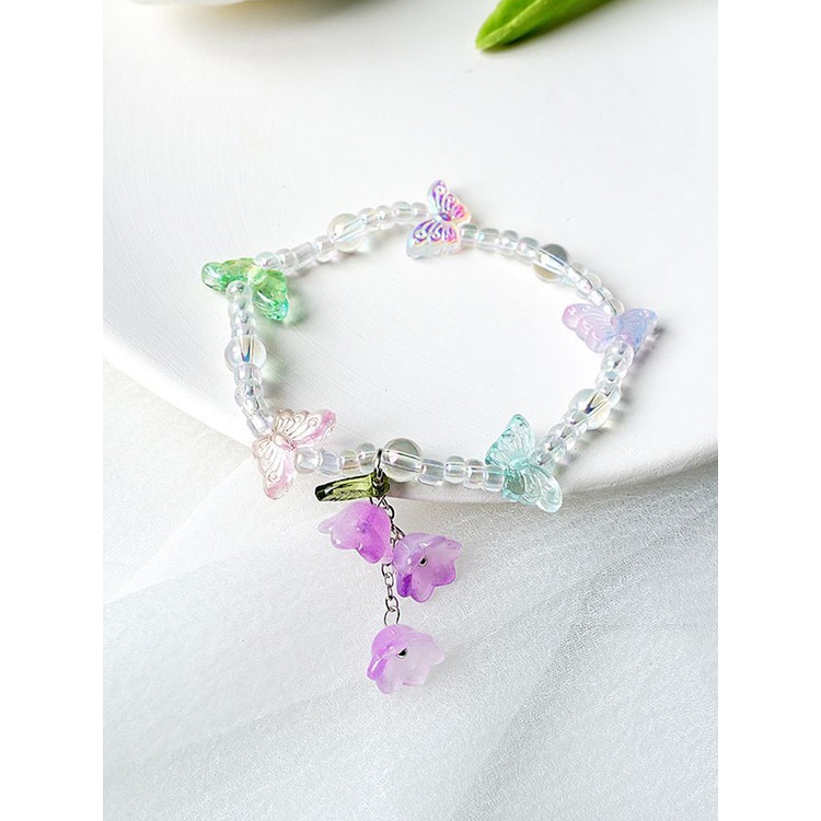 Vòng Tay Xỏ Hạt Mặt Hình Hoa/Nơ/Trái Tim Thời Trang Cho Nữ