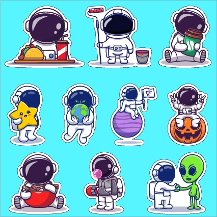 Bộ 10 Sticker ủi - Tem Ủi Nhiệt hình SPace dễ thương - Ủi áo - ủi balo - ủi nón