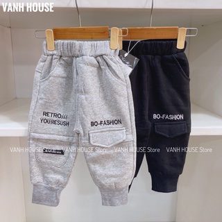 Quần nỉ jogger bo gấu lót nỉ ấm cho bé