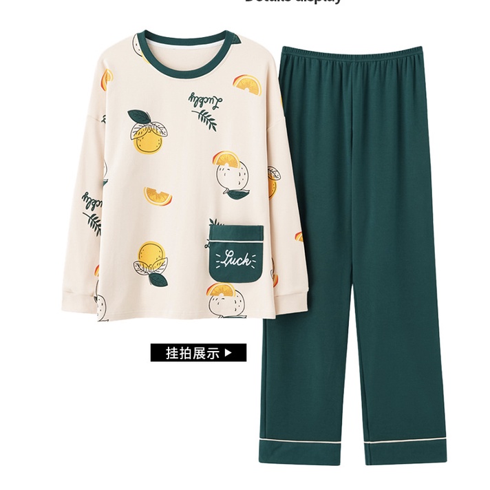 [Hàng Oder Sẵn] Bộ đồ ngủ thu đông in hình dễ thương chất liệu Cotton co giãn 4 chiều mặc nhà và đi chơi- Cam