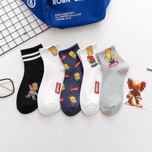 [Freeship + Mã giảm giá] Tất Vớ Nữ Nam Hoạt Hình Simpson Năng Động Hot Trend Chất Liệu Cotton Mềm Mịn Hàng Taobao Có Sẵn