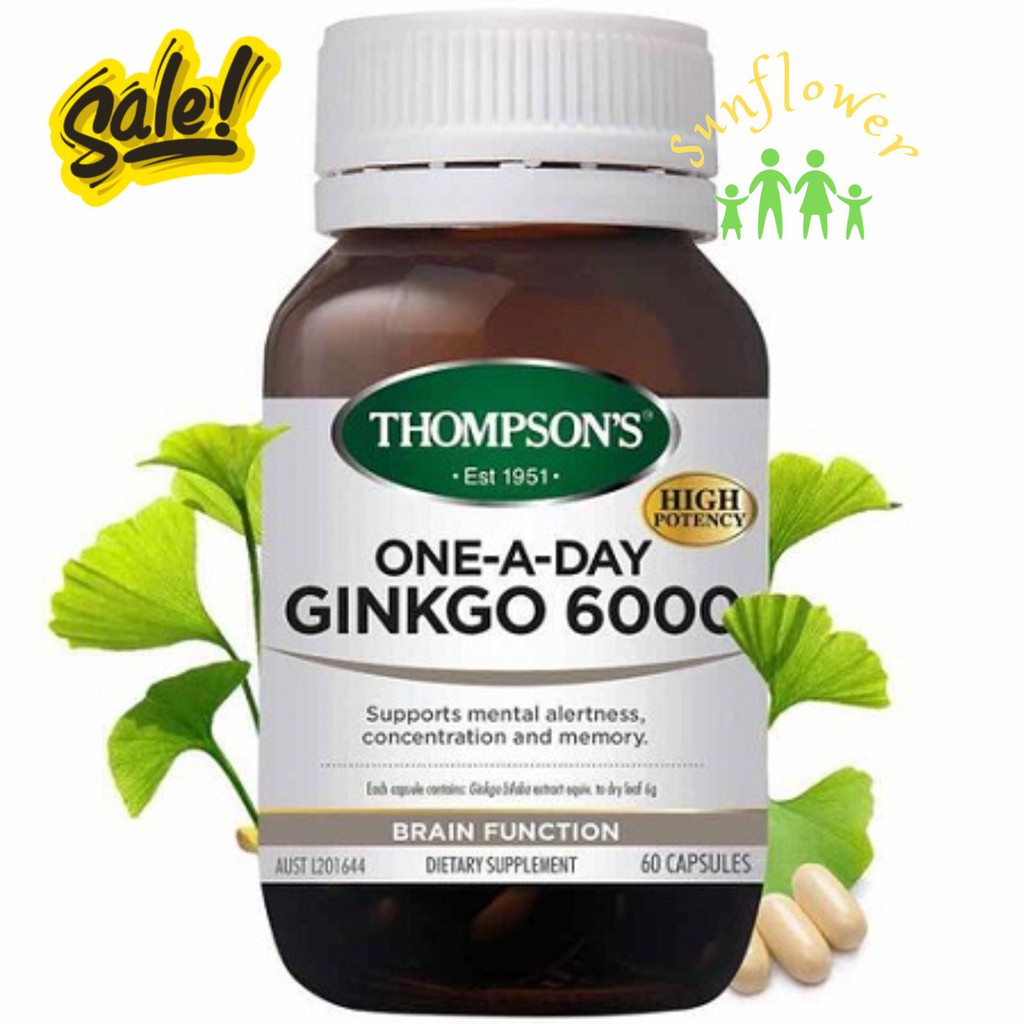 Viên uống bổ não Thompson's Ginkgo 6000mg 60 viên của Úc