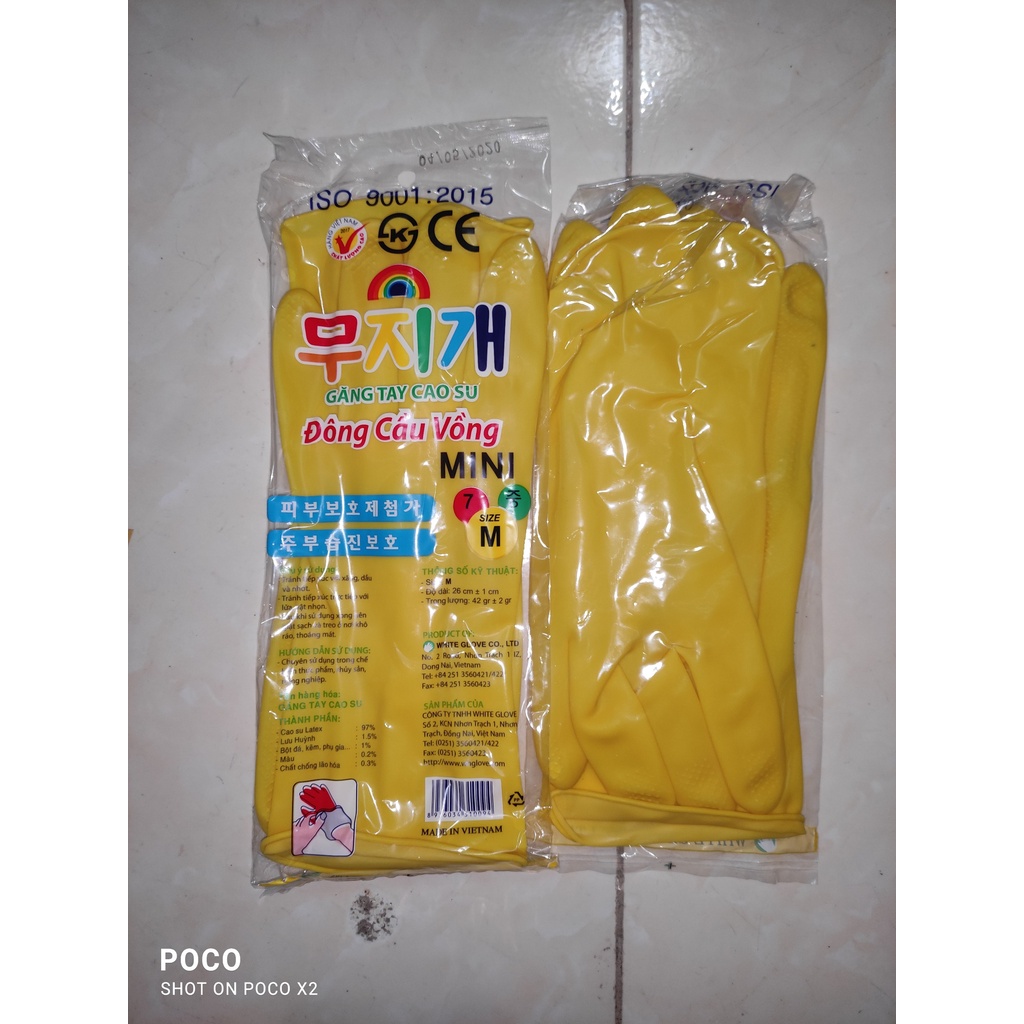 Găng tay cao su Đông Cầu Vồng dài 26cm size M - S, găng tay rửa chén, rửa bát