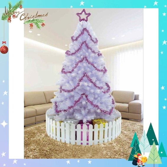 Cây thông noel 1M2 màu trắng trong - cây thông noel A7 tặng ngôi sao đỉnh và dây kim tuyến trang trí giáng sinh