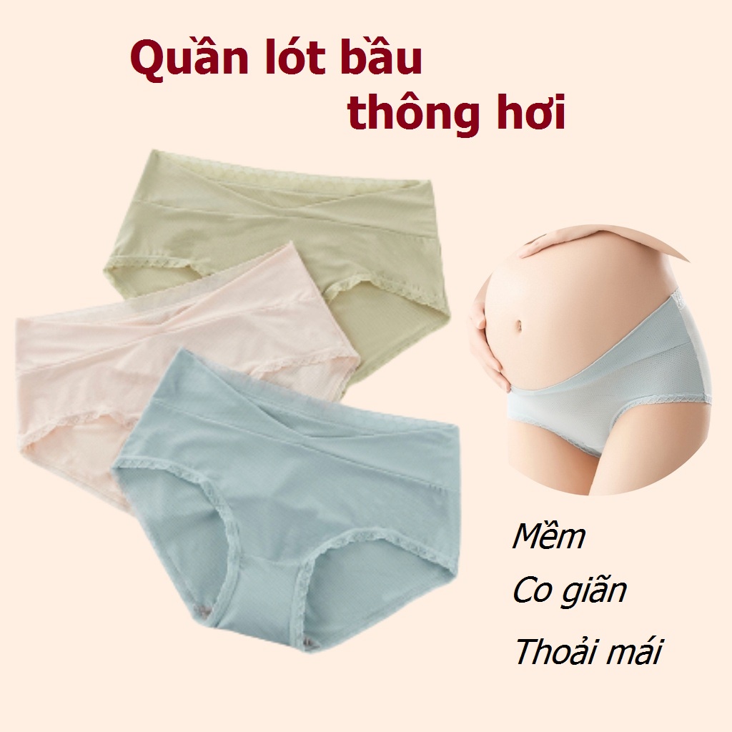 Quần lót bầu sau sinh cạp chéo thông hơi, đỡ bụng, nâng mông, thoải mái cho mẹ bầu