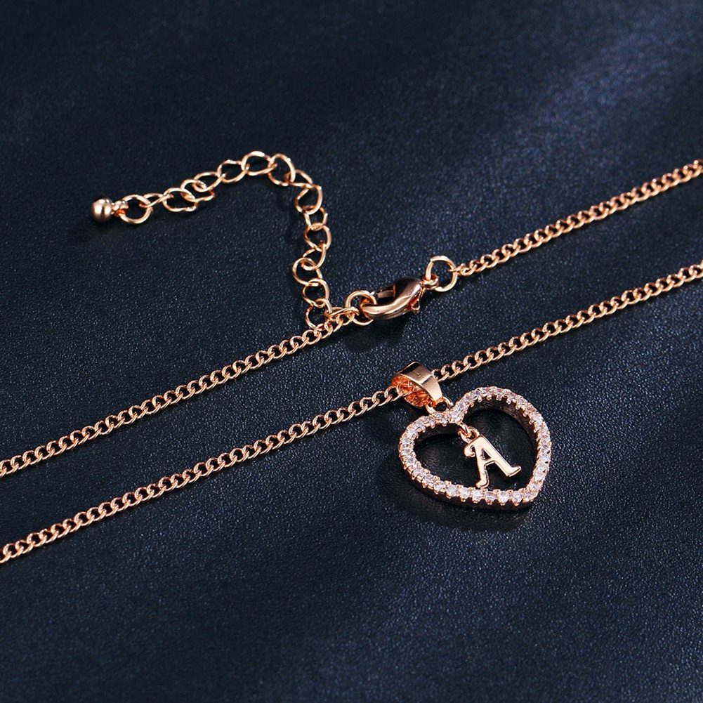 Vòng cổ Mặt Hình Trái Tim Bảng Chữ Cái Rỗng unisex