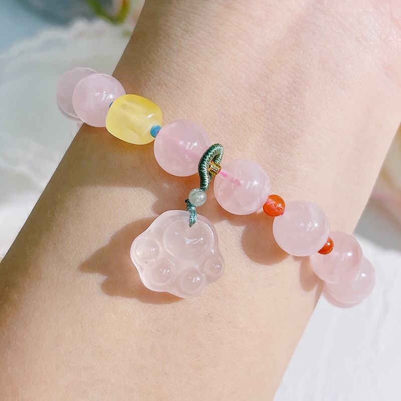 [Hàng Mới] Vòng Đeo Tay Thiết Kế Hình Móng Vuốt Mèo Đính Pha Lê Hồng