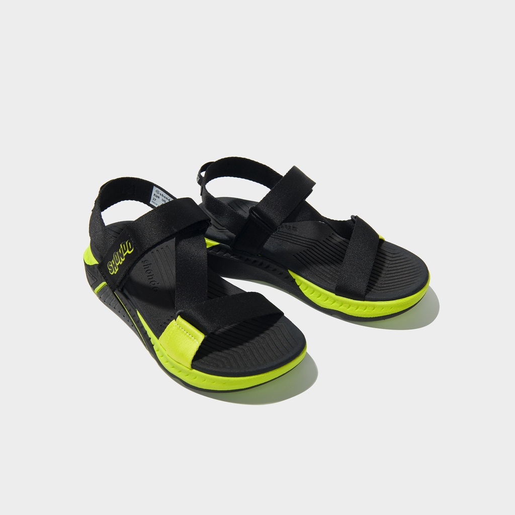 Giày Sandals Nam Nữ Shondo F7 Racing Đế Đen Phối Xanh Dạ F7R1040