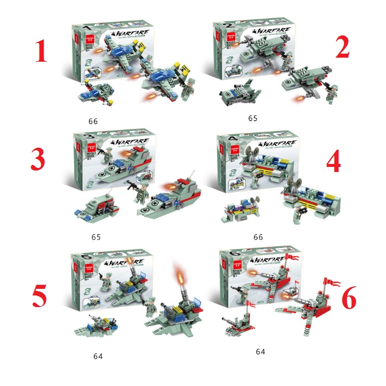 [6 trong 1] Bộ đồ chơi xếp hình lego lắp ghép tàu chiến đấu WARFARE cực đẹp (Tổng 390 miếng ghép)