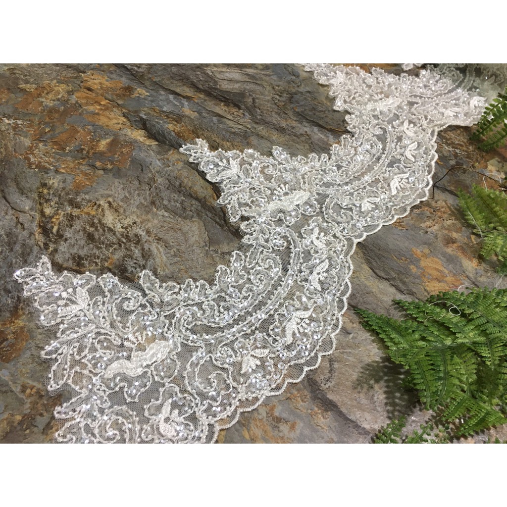 Ren chân cao cấp RC170514 bản 19cm dùng may váy đầm thời trang, váy cưới, làm đồ decor trang trí, đồ lót, váy ngủ...