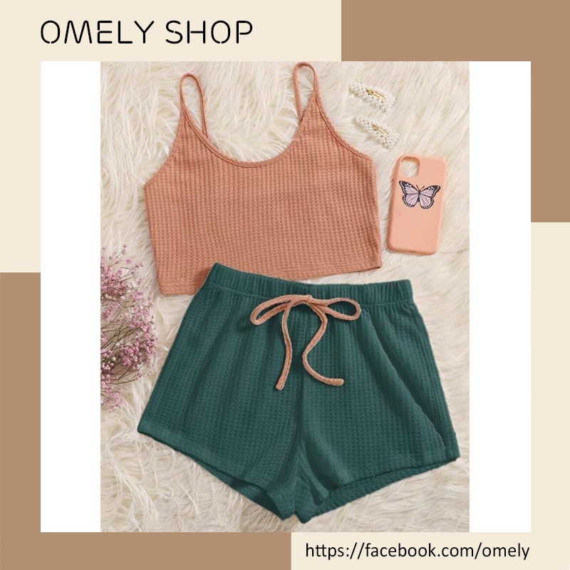Đồ bộ mặc nhà chất thun 2 dây thoải mái mùa hè- OMELY SHOP