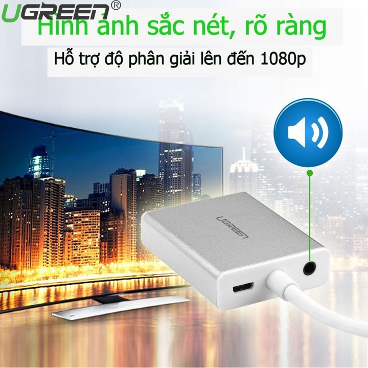 Cáp chuyển đổi Micro HDMI sang VGA và Audio Cao cấp Ugreen UG-40222