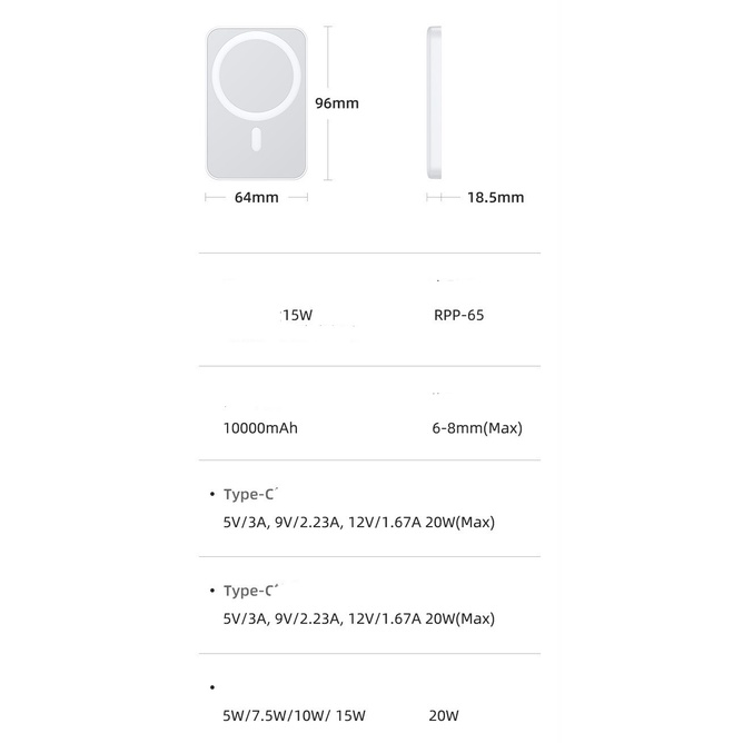 CHÍNH HÃNG  Sạc pin Dự Phòng TỪ tích điện Không Dây REMAX rpp 65 hút 10.000 mah 10000 Mini Nhỏ Gọn Hỗ Trợ 15W 20W TÁO