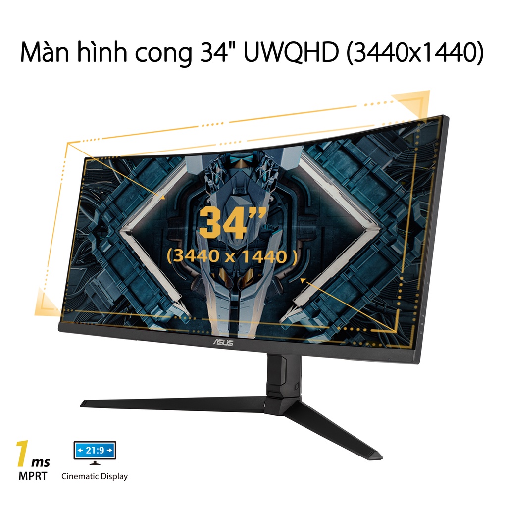 Màn Hình Máy Tính Asus TUF Gaming VG34VQL1B 34 Inch WQHD VA 165Hz Cong - Hàng Chính Hãng