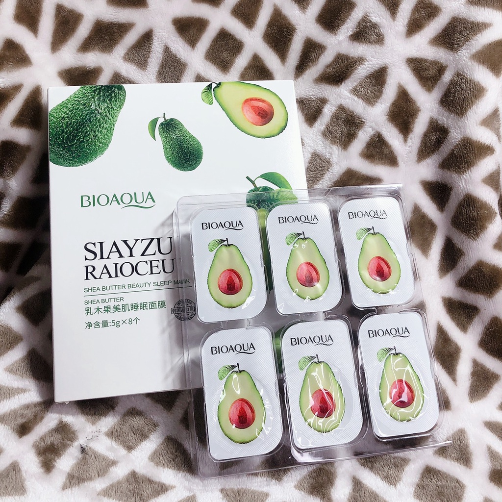 Mặt nạ ngủ quả bơ BIOAQUA dưỡng ẩm trắng da se khít lỗ chân lông nội địa trung SAKURA 5g